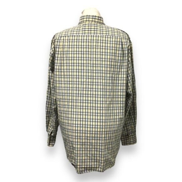 Izod Mens Large Yellow & Blue Plaid Long Sleeve Button-Up Shirt - Picture 5 of 10
